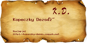 Kopeczky Dezső névjegykártya