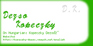 dezso kopeczky business card